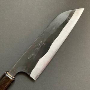 Santoku knife, Aogami 2 with iron cladding, Damascus finish - Kajibee