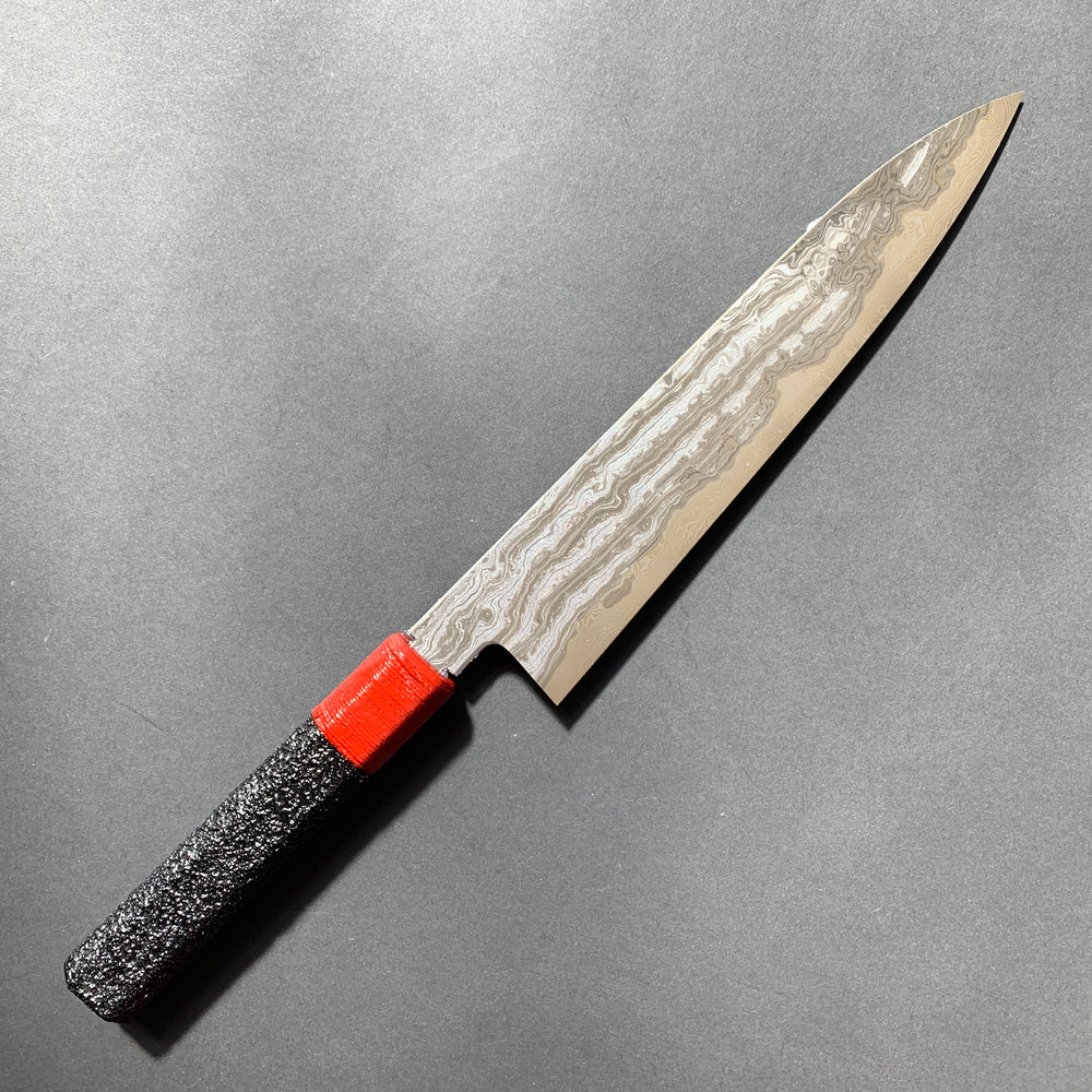 Gyuto knife, Shirogami 1 / Shirogami 2 core with Aogami 1 / Aogami 2 cladding, damascus finish, urushi handle - Hashimoto Shoichi