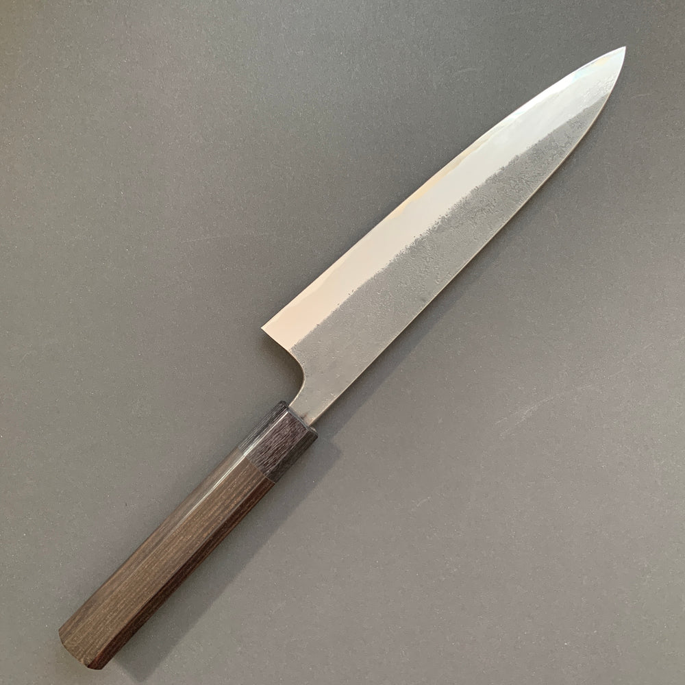 Gyuto knife, Aogami 2 with Iron cladding, Kurouchi and Nashiji finish - Akifusa