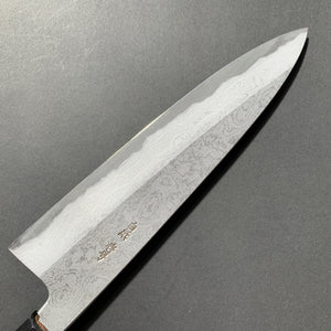 Gyuto knife, Shirogami 1 core, iron clad, Damascus finish - Yoshikazu Tanaka