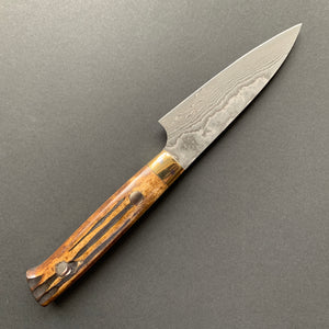 Petty knife, VG10 Stainless Steel, Damascus finish, Dyed Cow Horn western style handle - Saji