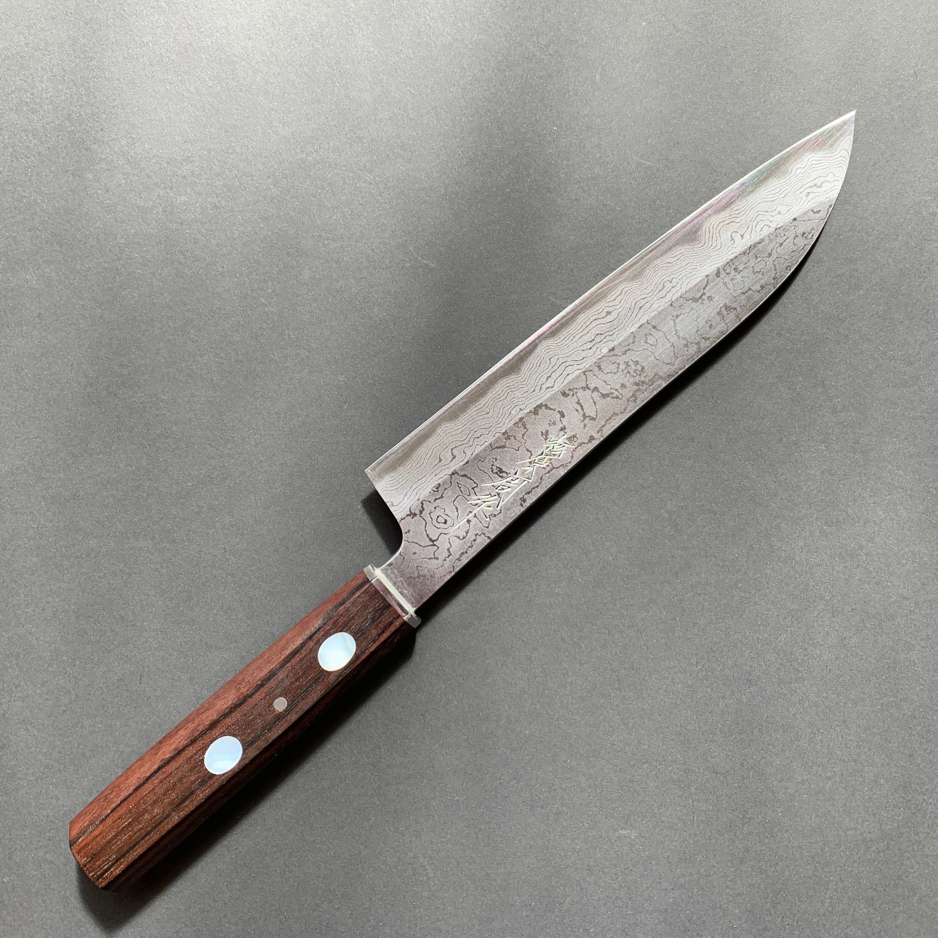 Gyuto knife, Aogami 2 with Iron cladding, Damascus finish - Matsubara
