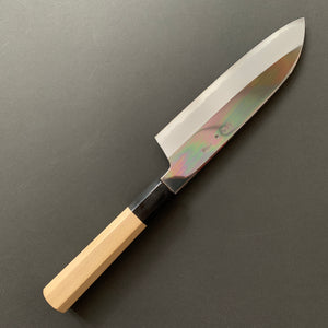 
            
                Load image into Gallery viewer, Santoku Knife, Shirogami 2 with iron cladding, mirror polished finish, Choyo range - Sakai Kikumori
            
        