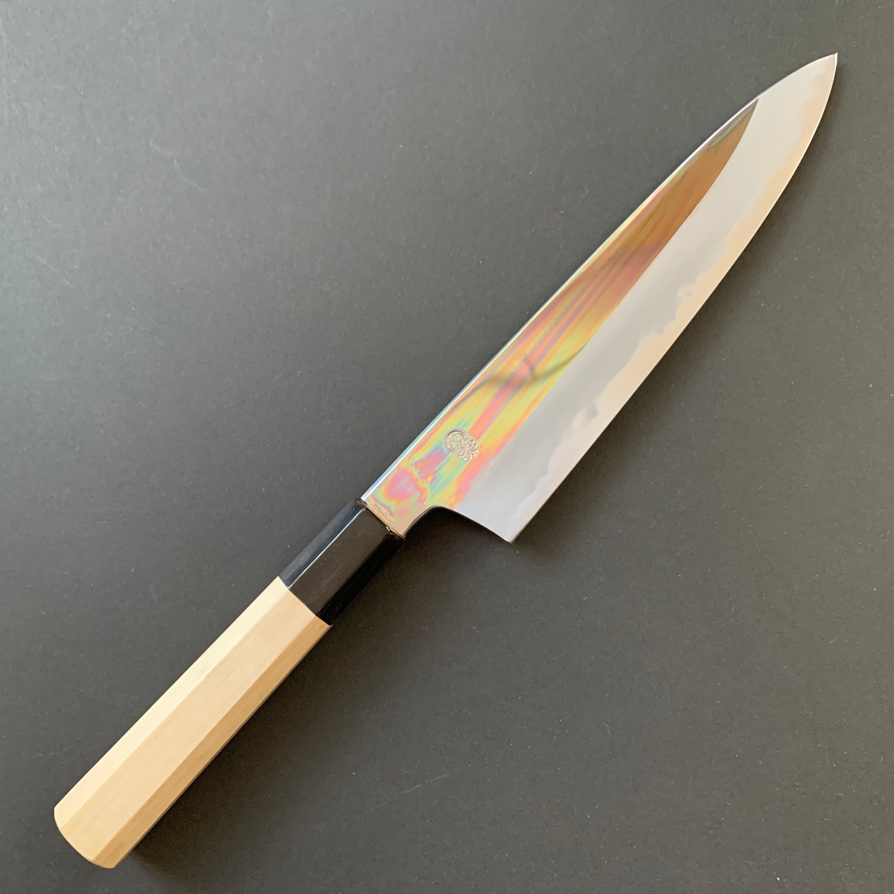 Sakai Kikumori Kiritsuke Santoku Knife, Shirogami 2 with iron