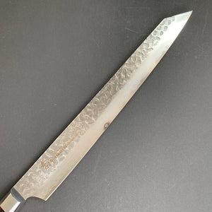 Kengata Sujihiki knife, VG10 stainless steel, Damascus Tsuchime finish - Sakai Takayuki