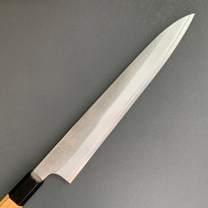
            
                Load image into Gallery viewer, Sujihiki knife, Shirogami 2 with stainless steel cladding, nashiji finish - Yoshikane
            
        