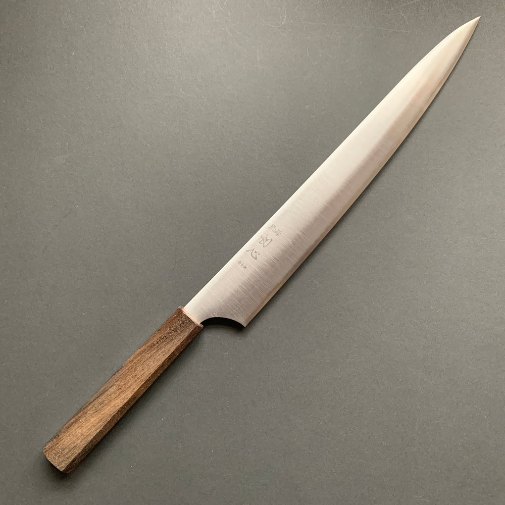 Sujihiki knife, Aogami Super core with stainless steel cladding, Polished finish, Hayabusa range - Hatsukokoro