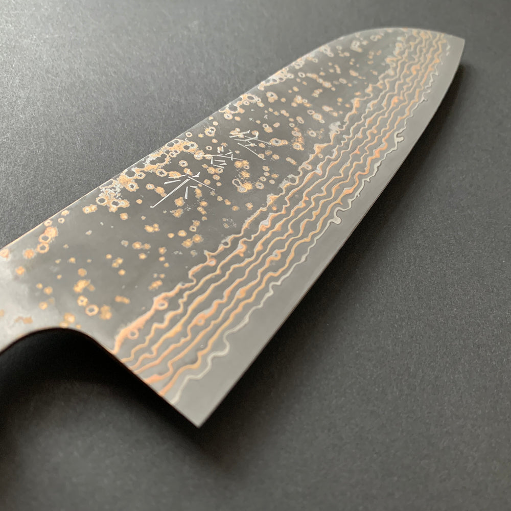 Santoku knife, VG10 Stainless Steel, Coloured Damascus finish - Saji