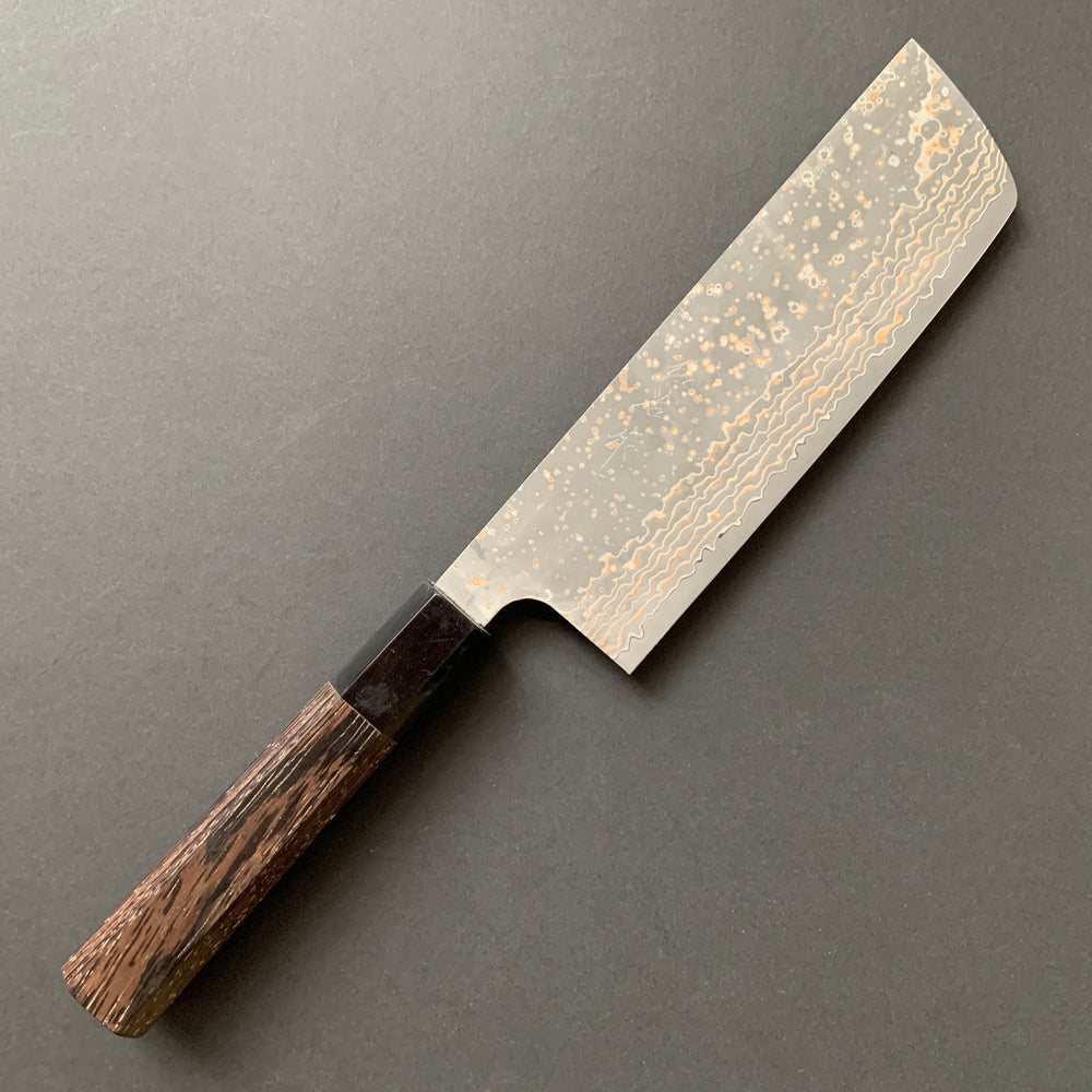 Nakiri knife, VG10 Stainless Steel, Coloured Damascus finish - Saji