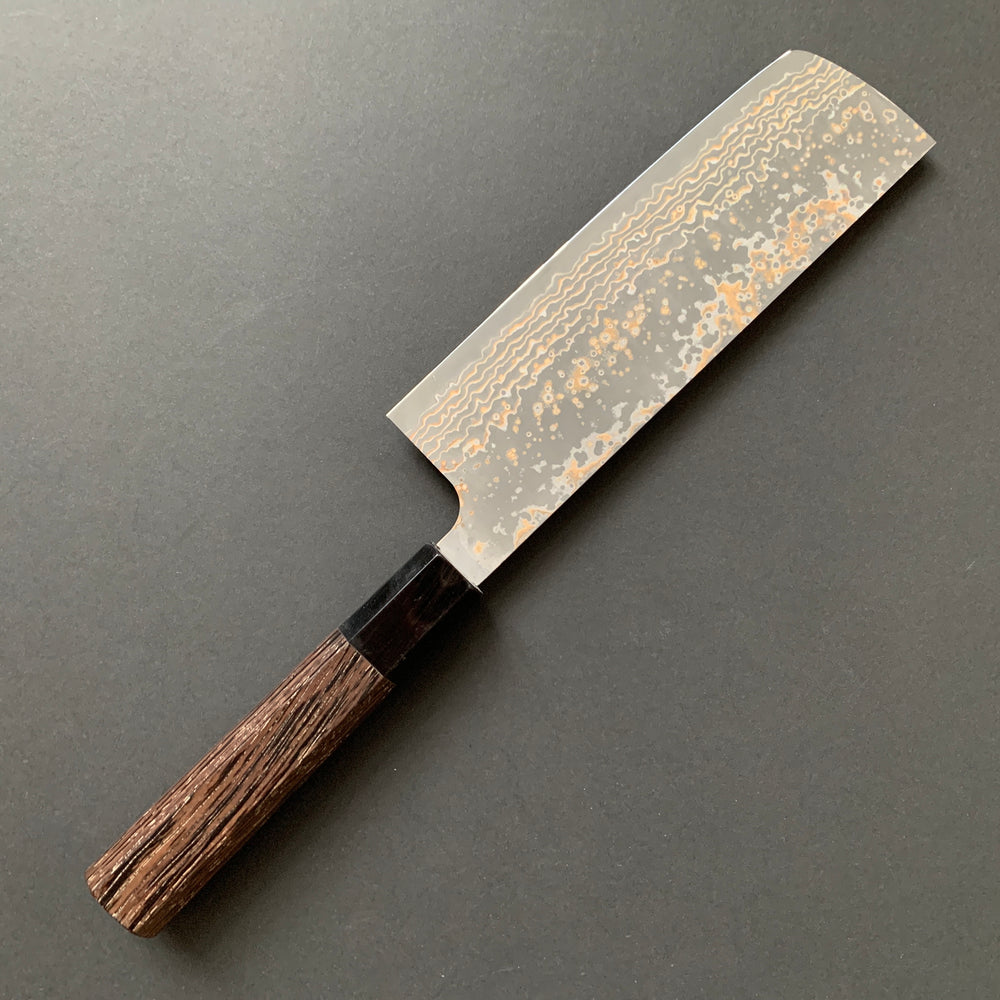 Nakiri knife, VG10 Stainless Steel, Coloured Damascus finish - Saji