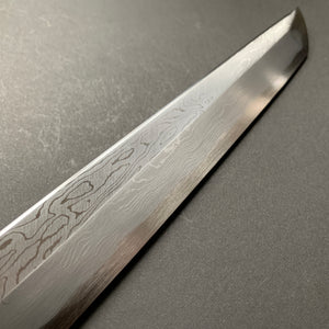 Sakimaru Yanagiba knife, Aogami 1 Carbon Steel, Damascus finish - Nakagawa Hamono