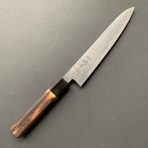 Petty knife, SG2 powder steel, Damascus finish, Burnt Chestnut handle - Shigeki Tanaka