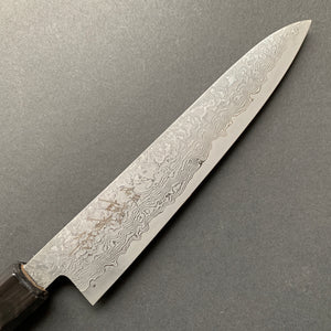 Petty knife, SG2 powder steel, Damascus finish, Burnt Chestnut handle - Shigeki Tanaka