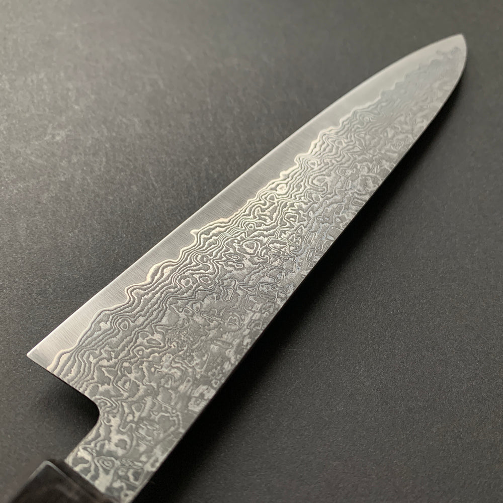Petty knife, SG2 powder steel, Damascus finish, Burnt Chestnut handle - Shigeki Tanaka