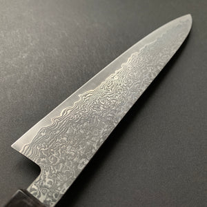 Petty knife, SG2 powder steel, Damascus finish, Burnt Chestnut handle - Shigeki Tanaka