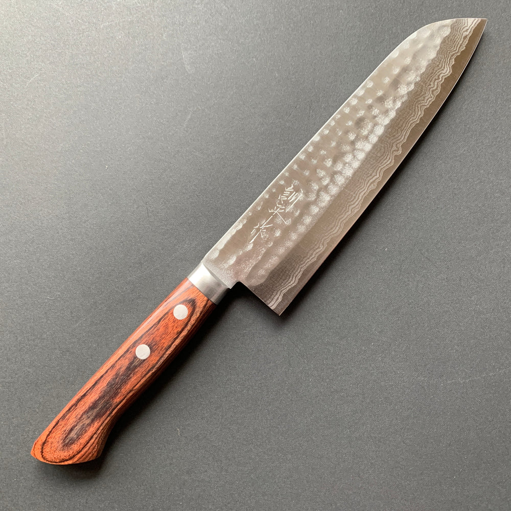 Santoku knife, Forged VG1 stainless steel, Tsuchime and Damascus finish - Masutani