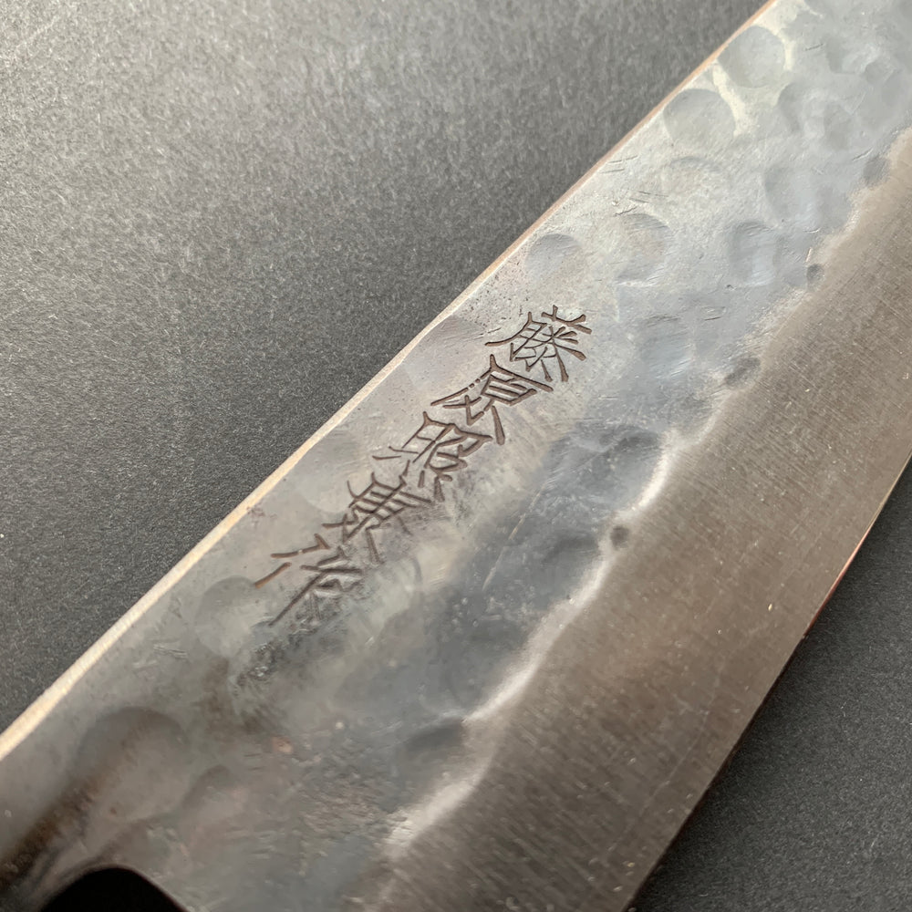 
            
                Load image into Gallery viewer, Petty knife, Aogami super with stainless steel cladding, Tsuchime Kurouchi finish, Denka range, Wa handle - Fujiwara
            
        