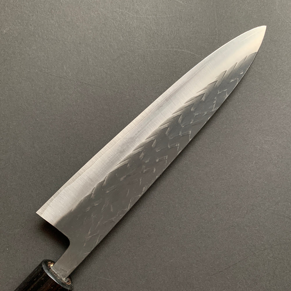 Gyuto knife, SLD core with stainless steel cladding, Tsuchime and Kurouchi Finish - Ohishi
