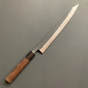 Sujihiki knife, SLD core with stainless steel cladding, Tsuchime and Kurouchi Finish - Ohishi