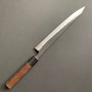 Sujihiki knife, SLD core with stainless steel cladding, Tsuchime and Kurouchi Finish - Ohishi