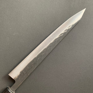 Sujihiki knife, SLD core with stainless steel cladding, Tsuchime and Kurouchi Finish - Ohishi
