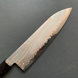 Santoku knife, Aogami 2 core with stainless steel cladding, Rainbow Damascus finish, Hayabusa range - Hatsukokoro