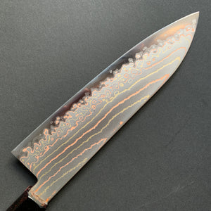 Santoku knife, Aogami 2 core with stainless steel cladding, Rainbow Damascus finish, Hayabusa range - Hatsukokoro