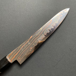 Petty knife, Aogami 2 core with stainless steel cladding, Rainbow Damascus finish, Hayabusa range - Hatsukokoro
