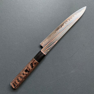 Petty knife, Aogami 2 core with stainless steel cladding, Rainbow Damascus finish, Hayabusa range - Hatsukokoro