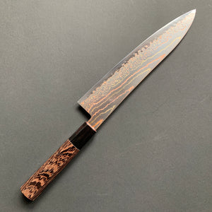 Gyuto knife, Aogami 2 core with stainless steel cladding, Rainbow Damascus finish, Hayabusa range - Hatsukokoro