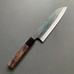 Santoku knife, Aogami 1 carbon steel with iron cladding, Kurouchi finish, Kokugei range - Hatsukokoro