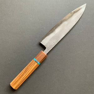 Petty knife, Aogami Super carbon steel with iron cladding, wave shaped Damascus finish, honwarikomi construction - Miyazaki