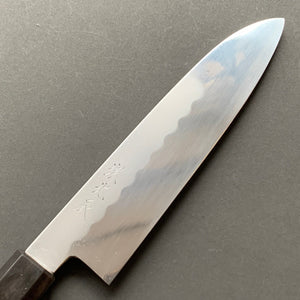 Honyaki Santoku knife, Shirogami 3 Carbon steel, mirror polish finish - Ikeda