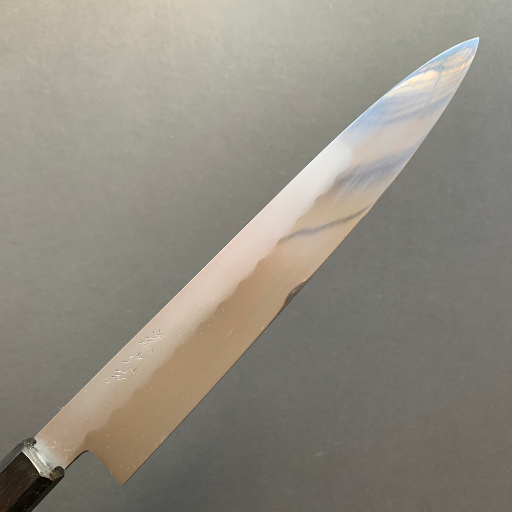 Honyaki Sujihiki knife, Shirogami 3 Carbon steel, mirror polish finish - Ikeda