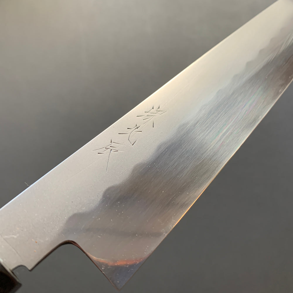 Honyaki Sujihiki knife, Shirogami 3 Carbon steel, mirror polish finish - Ikeda