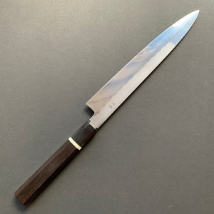 Honyaki Sujihiki knife, Shirogami 3 Carbon steel, mirror polish finish - Ikeda