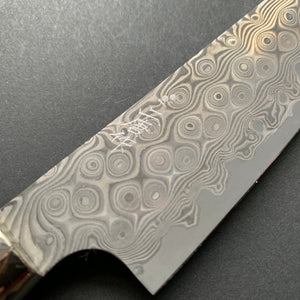 Kiritsuke Petty knife, SG2 powder steel, Damascus finish, Western style Ironwood handle - Nigara