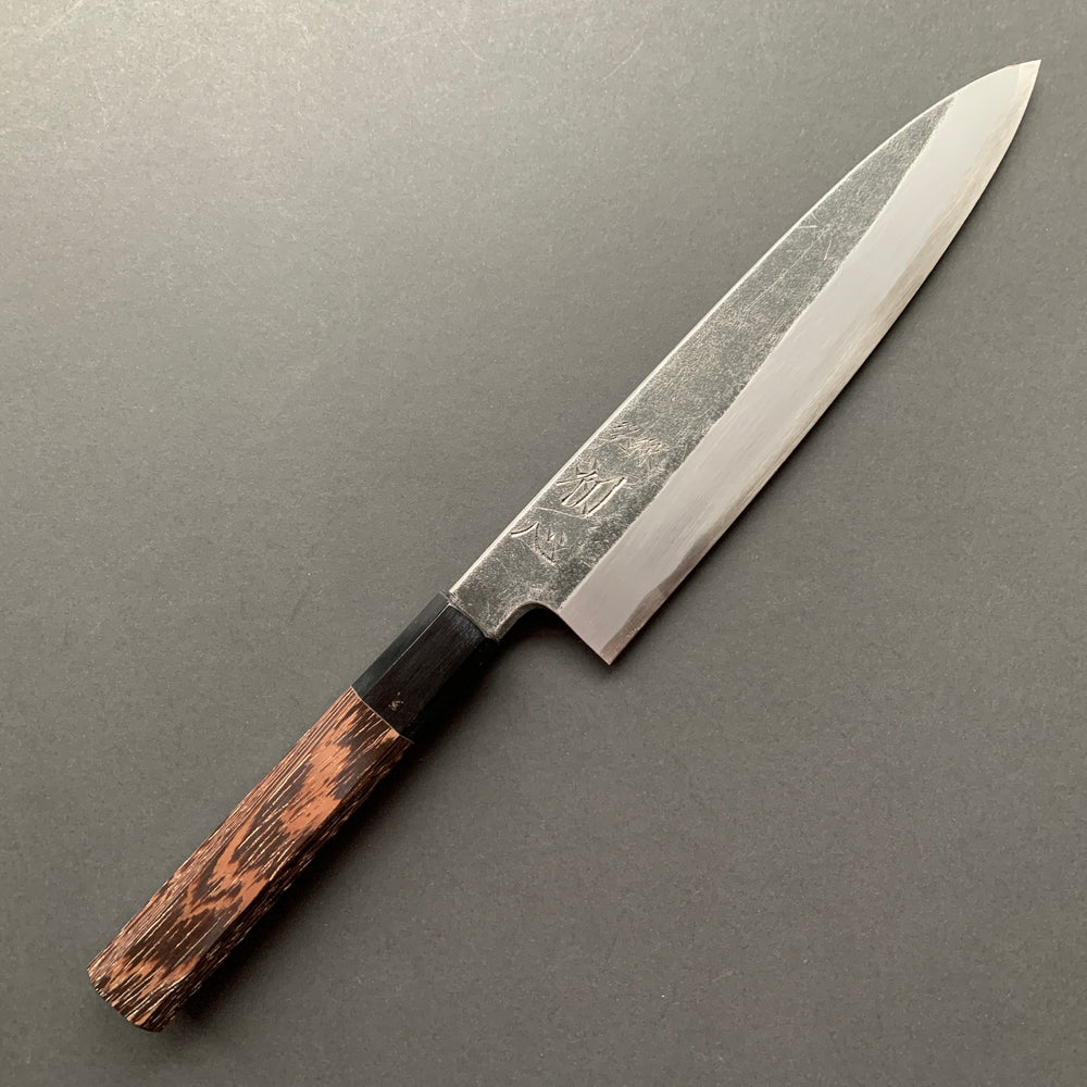 Single bevel gyuto knife, Aogami 2 carbon steel, Kurouchi Tsuchime finish - Hatsukokoro Shirasagi