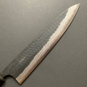 Gyuto knife, Aogami Super carbon steel, Kurouchi Tsuchime and Damascus finish - Akifusa