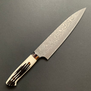 
            
                Load image into Gallery viewer, Gyuto knife, SG2 stainless steel, etched Damascus finish, jigged bone handle - Saji
            
        