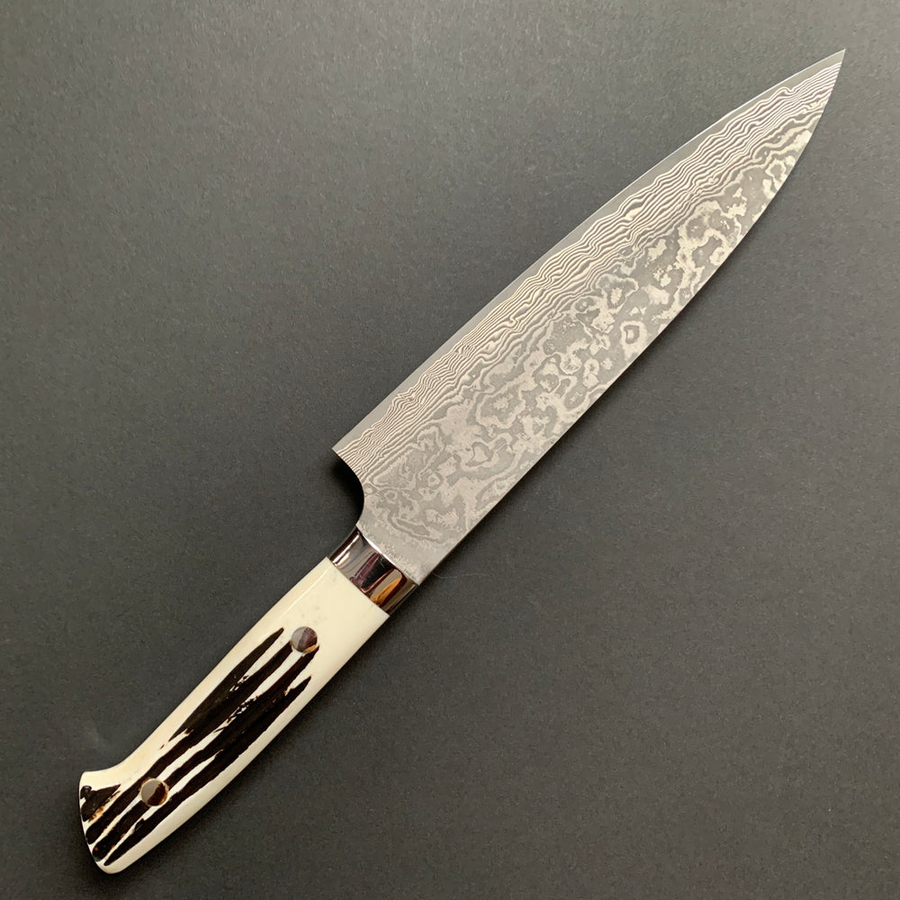 
            
                Load image into Gallery viewer, Gyuto knife, SG2 stainless steel, etched Damascus finish, jigged bone handle - Saji
            
        