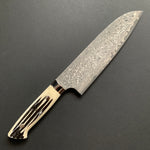 Santoku knife, SG2 stainless steel, etched Damascus finish, jigged bone handle - Saji