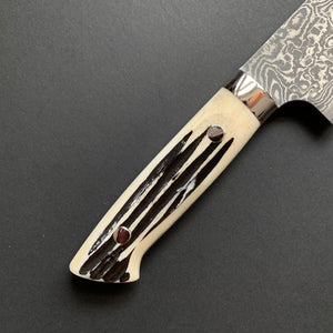 Santoku knife, SG2 stainless steel, etched Damascus finish, jigged bone handle - Saji
