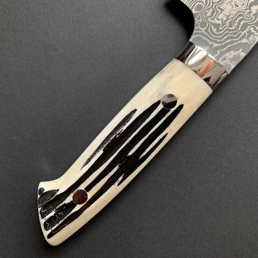 Santoku knife, SG2 stainless steel, etched Damascus finish, jigged bone handle - Saji