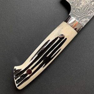 Santoku knife, SG2 stainless steel, etched Damascus finish, jigged bone handle - Saji