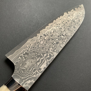 Santoku knife, SG2 stainless steel, etched Damascus finish, jigged bone handle - Saji