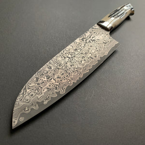 Santoku knife, SG2 stainless steel, etched Damascus finish, jigged bone handle - Saji