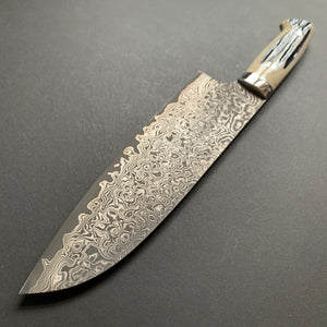 Santoku knife, SG2 stainless steel, etched Damascus finish, jigged bone handle - Saji