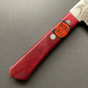 Santoku knife, VG10, damascus finish, red handle - Shigeki Tanaka