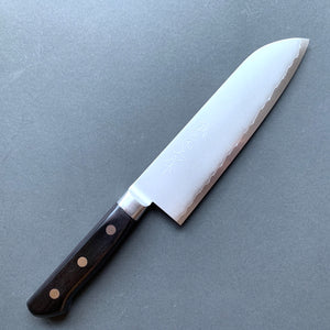 
            
                Load image into Gallery viewer, Santoku knife, VG10 stainless steel, Kasumi finish, Western style black handle - Miki Hamono
            
        